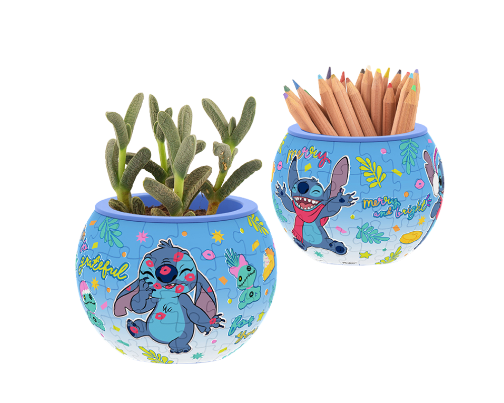 Rompecabezas Disney 3D Maceta Stitch Bailando 80 Piezas De Plástico