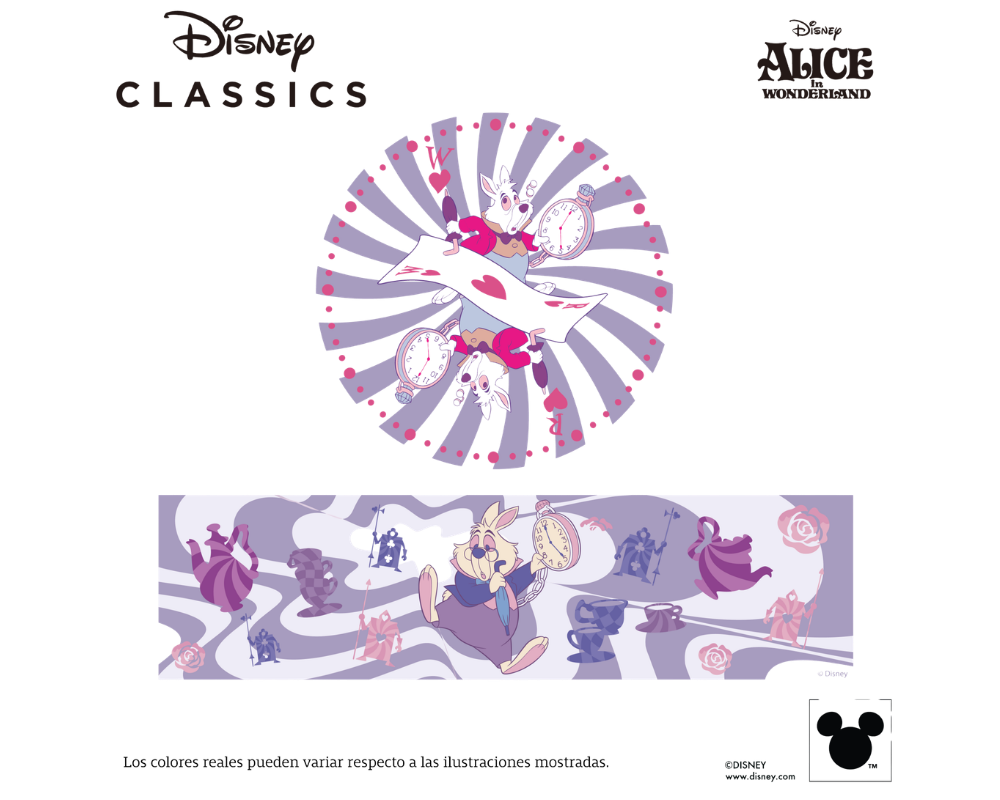 Reloj rompecabezas 3D con maquinaria - Alicia en el País de las Maravillas - Disney - Piezas de plástico