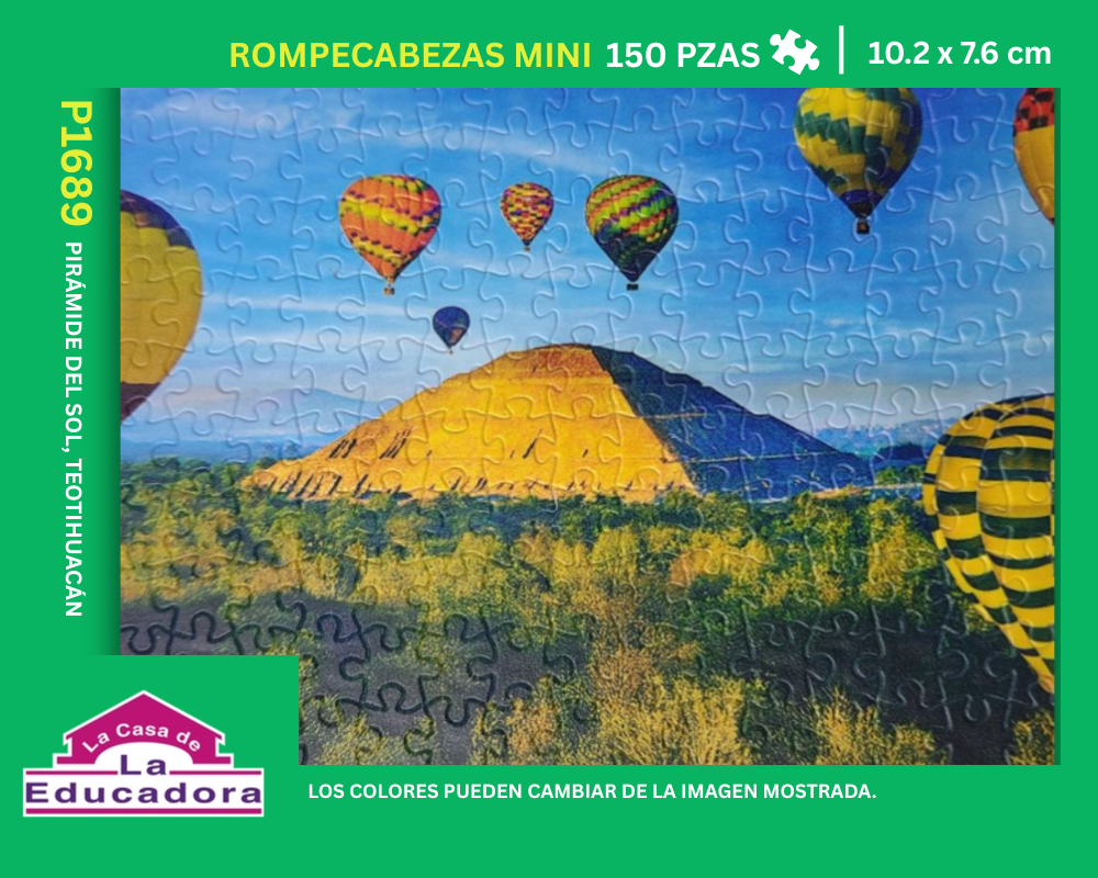 Pirámide del Sol, Teotihuacán: Rompecabezas 150 Piezas Miniatura PieceRelax
