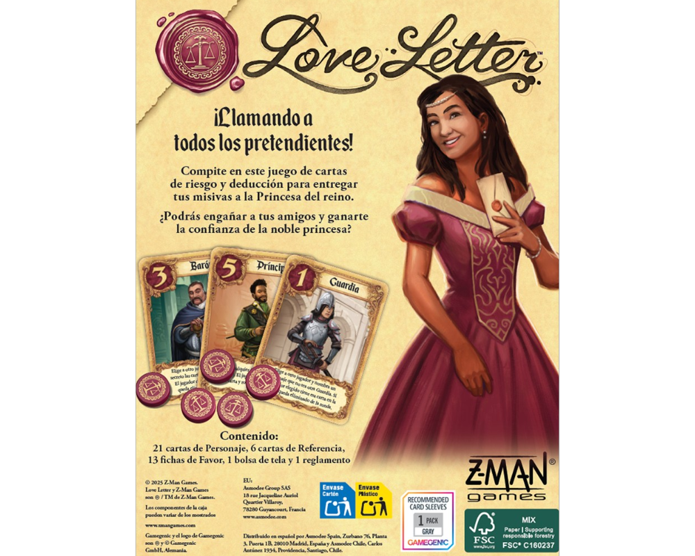 Love Letter Juego de Mesa en Español. Asmodee