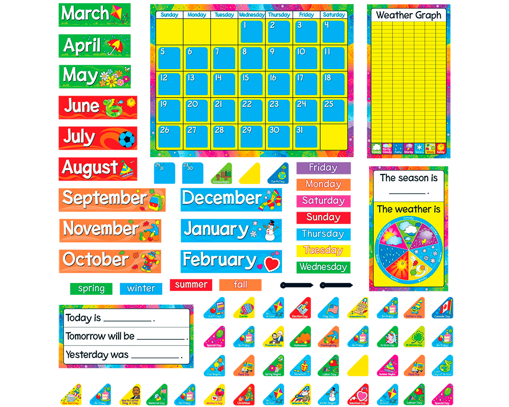 Calendario Anual En Inglés: Láminas Educativas Trend
