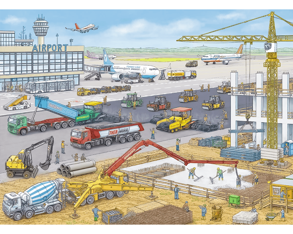 Construcción en el Aeropuerto: Rompecabezas 100 Piezas XXL Ravensburger