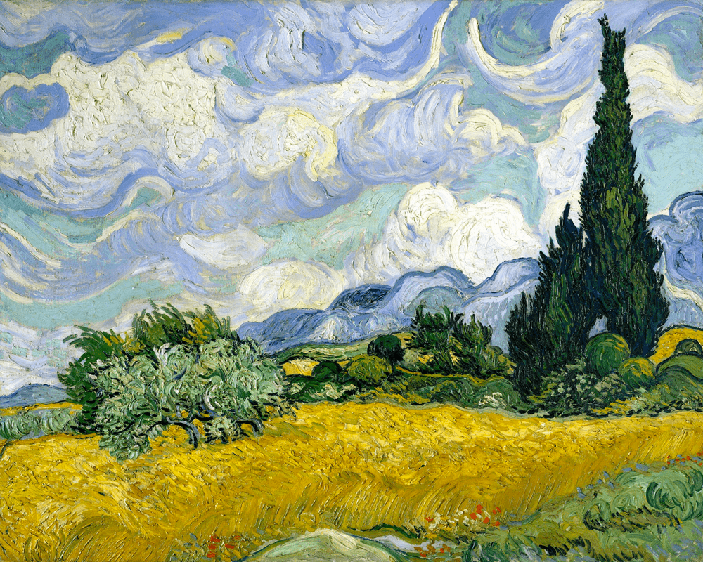 Van Gogh - Campos de Trigo con Cipreses: Rompecabezas de Arte 1000 Piezas Ricordi