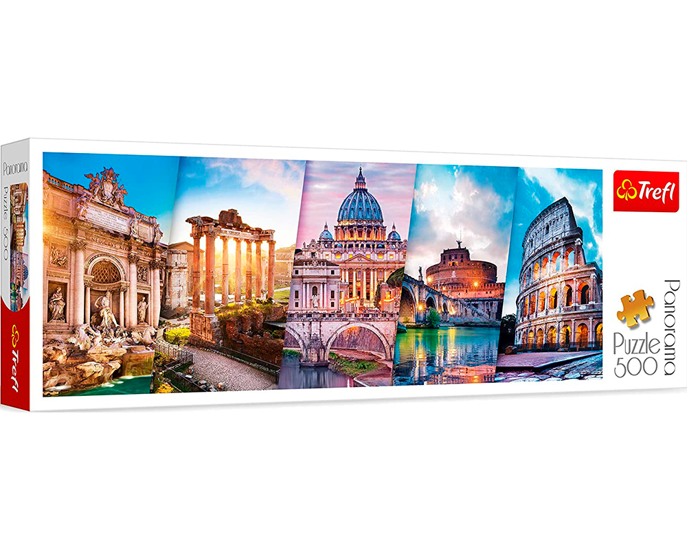 Viaje por Italia - Collage: Rompecabezas 500 Piezas Panorámico Trefl