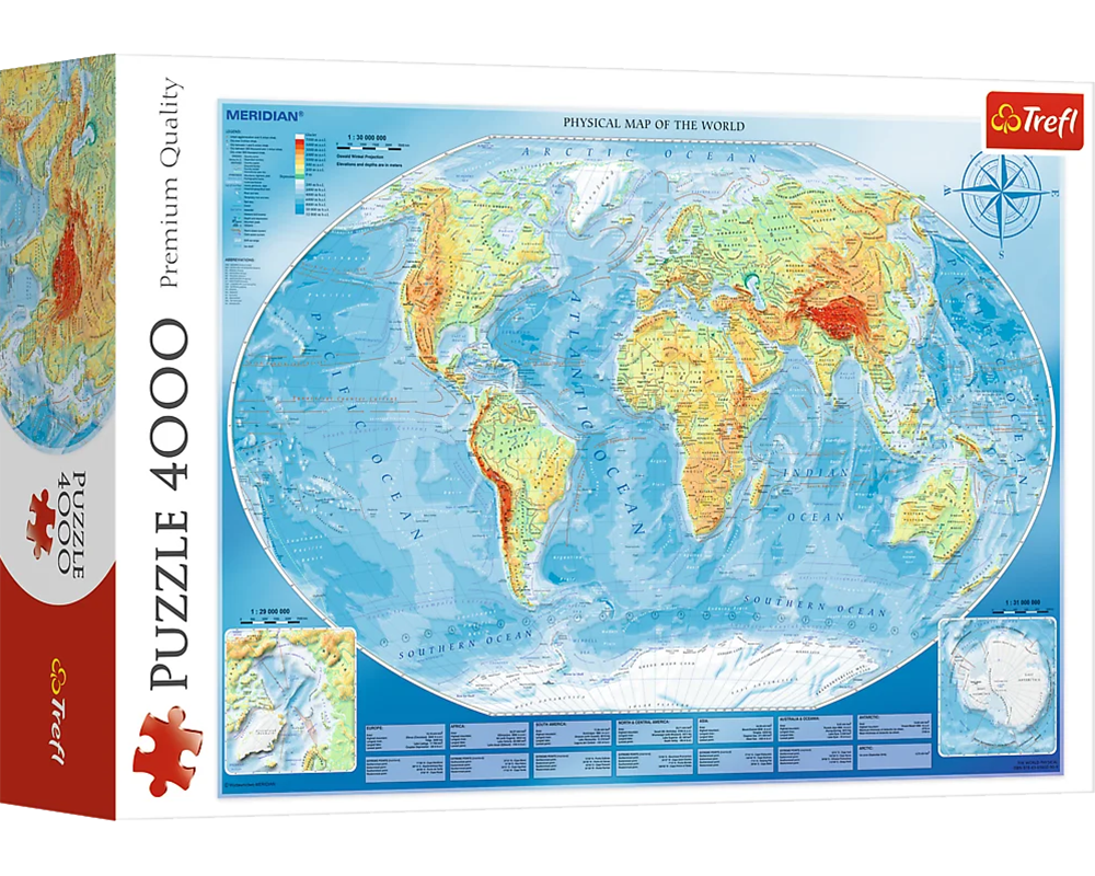 Mapa Físico del Mundo: Rompecabezas 4000 Piezas Trefl